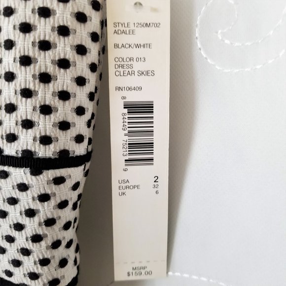 Tahari Levine Isabella Demarco Women's 2 Dress Lined Sheath Pencil White/Blk - Picture 6 of 8